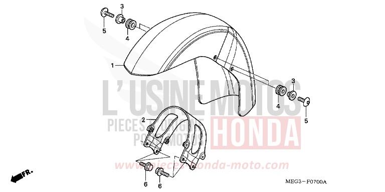 FRONT FENDER for Shadow Aero CANDY BLAZE ORANGE (YR196BB) from 2006